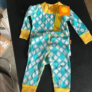 Masala Baby Teal and Yellow Kids Footie